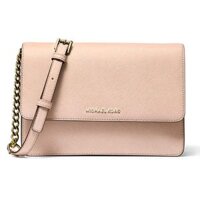 Túi Xách Nữ Michael Kors Daniela Large Saffiano Leather Crossbody Bag Màu Hồng Nhạt