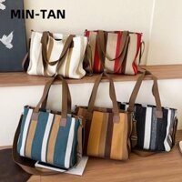 Túi xách nữ MIN-TAN, Túi Tote sọc đi lại dung tích lớn, Túi xách túi mua sắm