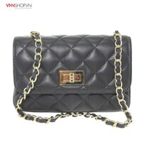 Túi xách nữ mini Viola Castellani - Milano mầu đen, in hình quả trám, dây đeo vai