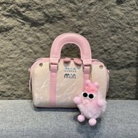 Túi xách nữ MINMIN dáng trống mới Sz 20 da nhung mịn tặng kèm móc Gấu - DK22