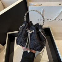 túi xách nữ 💖MOODUU💖 túi xách nữ đen họa tiết xen kẽ chéo mini phối chuỗi ngọc siêu xinh MODU7788B
