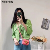 Túi xách nữ Nico Pony mới cao cấp retro Mini Mini màu đỏ mùa hè túi đeo vai