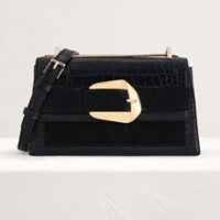 Túi Xách Nữ Pedro Buckled Croc-Effect Shoulder Bag PW2-75060043 Màu Đen