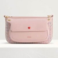 Túi Xách Nữ Pedro Tweed Double Flap Shoulder Bag PW2-752100093-1Màu Hồng