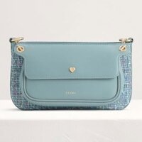 Túi Xách Nữ Pedro Tweed Double Flap Shoulder Bag Màu Xanh