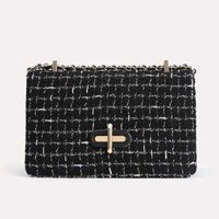 Túi Xách Nữ Pedro Tweed Shoulder Bag PW2-76610041 Màu Đen