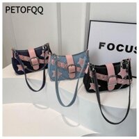 Túi xách nữ PETOFQQ, Túi đeo nách thông thường hình ngôi sao màu hồng, Túi đeo chéo thời trang Trái tim tình yêu Túi dây chuyền da Pu dành cho nữ Cô gái