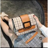 TÚI XÁCH NỮ, TÚI ĐEO CHÉO CARO KHÓA VUÔNG TRẺ TRUNG - LC85