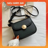 Túi xách nữ túi đeo chéo da trơn khóa tròn bo viền kèm quai tết khăn thời trang Hàn Quốc Free ship