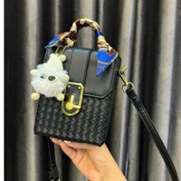 Túi xách nữ, túi đeo chéo dáng hộp đứng da đan K588