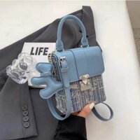 Túi xách nữ, túi đeo chéo đựng điện thoại vải bò kèm tag dễ thương QC008