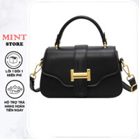 Túi xách nữ, túi đeo chéo khóa chữ H da trơn T331