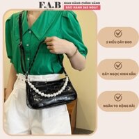 Túi xách nữ, Túi đeo chéo nữ kẹp nách dây tết và dây ngọc đẹp rẻ thời trang Hàn Quốc cao cấp đi chơi TX021108 FAB Store