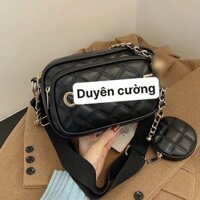 TÚI XÁCH NỮ, TÚI ĐEO CHÉO NỮ DÁNG HỘP CH-NEL SET 2 MÓN SIÊU ĐẸP
