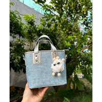 Túi xách nữ, túi đeo chéo vải bò phối da có ngăn nhỏ K510