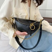 Túi xách nữ, túi đeo chéo trước ngực, đeo ngang hông khóa tròn da nhăn bóng K409