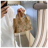 Túi xách ống hút MAXGOODS, Túi đi biển mùa hè có dây kéo hoa, Túi đeo vai dung tích lớn cầm tay thời trang