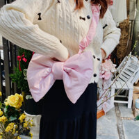 Túi xách phụ kiện thời trang cho nữ hình nơ chần bông màu sắc pastel phong cách coquette làm quà tặng cho bạn bè
