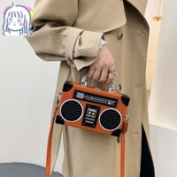 Túi xách radio cổ điển túi hình không dây Túi đeo chéo da PU