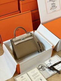 Túi Xách Siêu Cấp Hermes Kelly Da Epsom Nữ Khóa Bạc 25cm