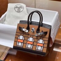 Túi Xách Siêu Cấp Hermes Birkin Faubourg Mix Da Cá Sấu Màu Nâu 20cm