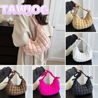 Túi xách TAWJOG, Túi đeo vai kẻ sọc màu trơn nhẹ, Túi đeo vai Cotton có đệm bụng cỡ lớn thời trang dành cho nữ bé gái
