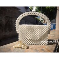 Túi xách tay kết hạt cườm giả ngọc trai handmade mới lạ