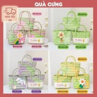 Túi xách tay, túi đan nhựa màu sắc xinh xắn phong cách đi biển, đi du lịch tặng bạn bè người yêu