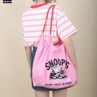 Túi xách thêu AHMED Ball & Chain, Túi xách dây rút vải Oxford phong cách Hàn Quốc, Túi sinh thái nhẹ In túi lưu trữ dung lượng lớn Túi đeo vai Snoopy dành cho sinh viên
