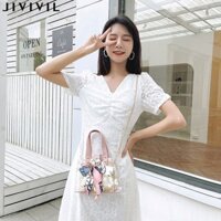 Túi xách thời trang mới Khăn hoa Rơm Túi xách trong suốt