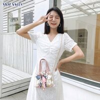 Túi xách thời trang mới Khăn hoa Rơm Túi xách trong suốt