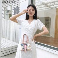 Túi xách thời trang mới Khăn hoa Rơm Túi xách trong suốt