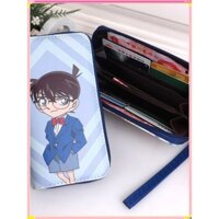 Túi xách trẻ em dọc có khóa kéo dài, ví tiền dễ thương hoạt hình Detective Conan, anime Nhật Bản và Hàn Quốc