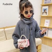 Túi xách trẻ em FUDESHE, Ví đựng tiền xu thắt nơ Túi đeo chéo xích Mini, Túi ly hợp dễ thương Tay cầm Túi đeo vai công chúa vuông
