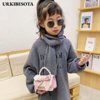 Túi xách trẻ em URKIBESOTA, Túi đeo chéo xích Mini có tay cầm thắt nơ, Túi ly hợp vuông Ví đựng tiền xu Túi đeo vai công chúa