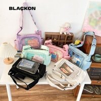Túi Xách Trong Suốt BLACKON, Túi Đeo Vai Dung Tích Lớn Có Thể Tái Sử Dụng, Thiết Kế Nylon Chống Thấm Nước Bông Tai Kẹp Túi Du Lịch