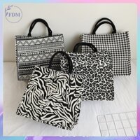Túi xách vải canvas size lớn in họa tiết da báo nhiều kiểu độc đáo thời trang