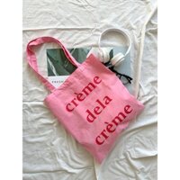 Túi xách vải cát giấy crème tone hồng trendy, phụ kiện thời trang xinh xắn - năng động, có sẵn Đà Nẵng.