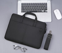 Túi xách vải chống sốc laptop macbook surface, túi công sở đeo chéo nam nữ cặp đựng laptop - Màu Đen - 13.3 inch