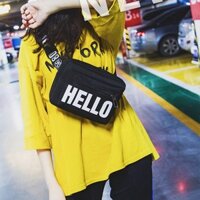 Túi xách vải đeo chéo HELLO kiểu dáng ULZZANG cực chất