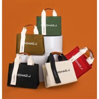 Túi xách vải Túi đeo vai Túi môi trường Túi xách nữ Túi xách tay hàng đầu Màu trơn Túi mua sắm tối giản