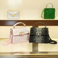 Túi xách VALENTINO Bộ kim cương Túi xách nữ 2025 Mới Full Kim cương Hợp thời trang Túi vuông nhỏ Niche Internet Người nổi tiếng Cùng trên