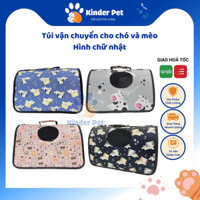 Túi xách vận chuyển chó mèo Kinder Pet cầm tay hoạ tiết hoạt hình dễ thương, rộng rãi đi xa, đi chơi