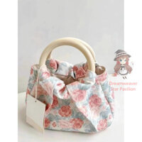 Túi xách vòng gỗ hồng hạc hoa cầm tay 2024 phụ nữ mới đi chơi thanh lịch thiết kế thích hợp túi phong cách quốc gia