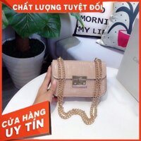 TÚI XÁCH- XIMOLY Túi xách miu phụ kiện vàng size 18 da rắn