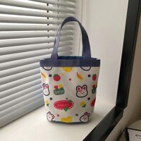 Túi xô graffiti dễ thương túi xi lanh in Ins Túi Đựng Đồ Ăn Trưa bằng vải bố Túi Đựng Đồ Ăn Trưa cầm tay cho bé gái phong cách Hàn Quốc Túi xác ướp