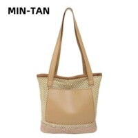 Túi xô MIN-TAN, Túi xách thông thường bằng rơm dệt tay, Túi đeo vai dung tích lớn Bohemian dành cho nữ