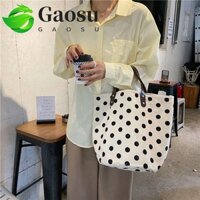 Túi xô vải chấm bi GAOSU, Túi xách dung tích lớn Wave Point, Túi Tote phù hợp với mọi phong cách Hàn Quốc Túi đựng đồ