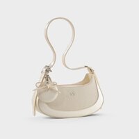 Túi Yuumy (Thời trang nữ phối gương tròn và nơ xinh xắn - Túi đeo vai da Glossy YN345TT) màu trắng ngọc trai