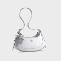 Túi Yuumy (Thời trang nữ phối gương tròn và nơ xinh xắn - Túi đeo vai da Glossy YN345BC) màu bạc